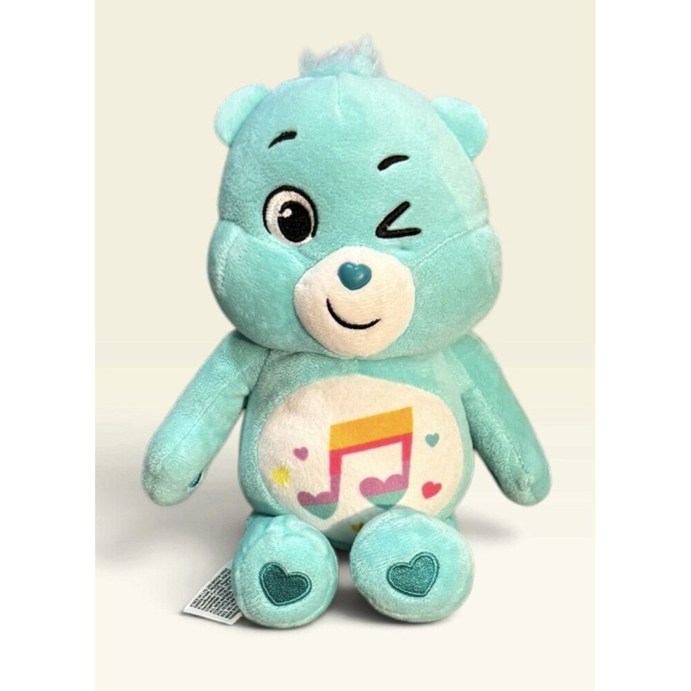 Basic Fun Heartsong Care Bear 10" Plush Teal Winking Musical Note Stuffed Animal